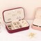 Travel Jewelry Storage, PU Leather Portable Jewelry Case, Small Jewelry Boxes for Gifts, Travel Jewelry Organizer for Women Rings Earrings Necklaces Bracelets (Wine Red)